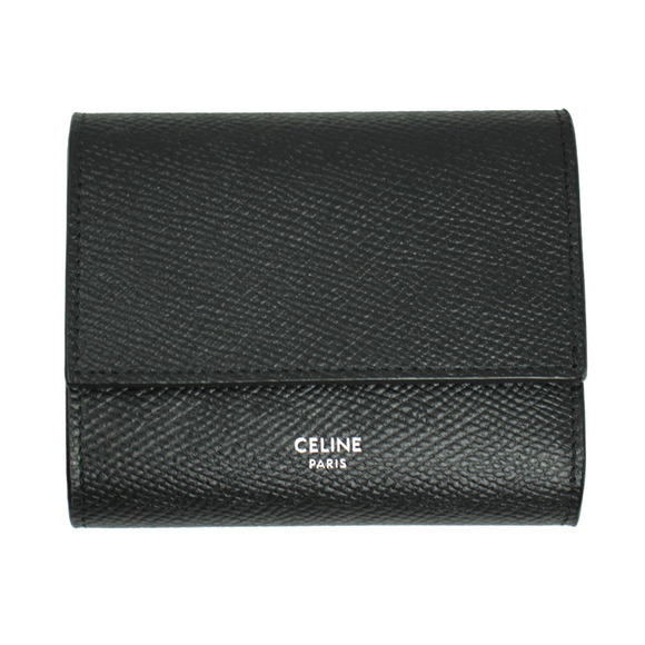 Celine Trifold Logo Leather Wallet Black - Picture 1 of 4